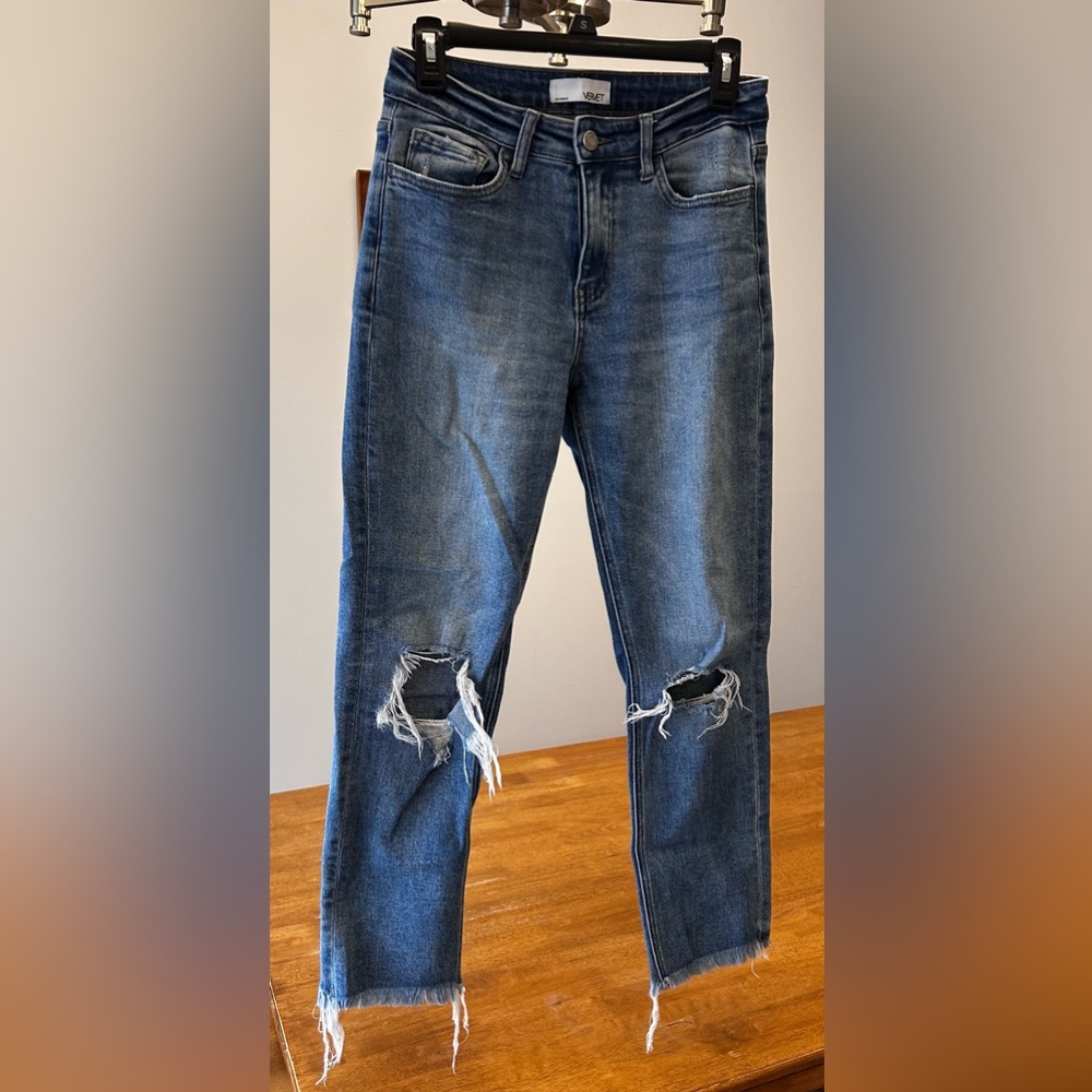 Vervet Women's High Rise Distressed Blue Jeans